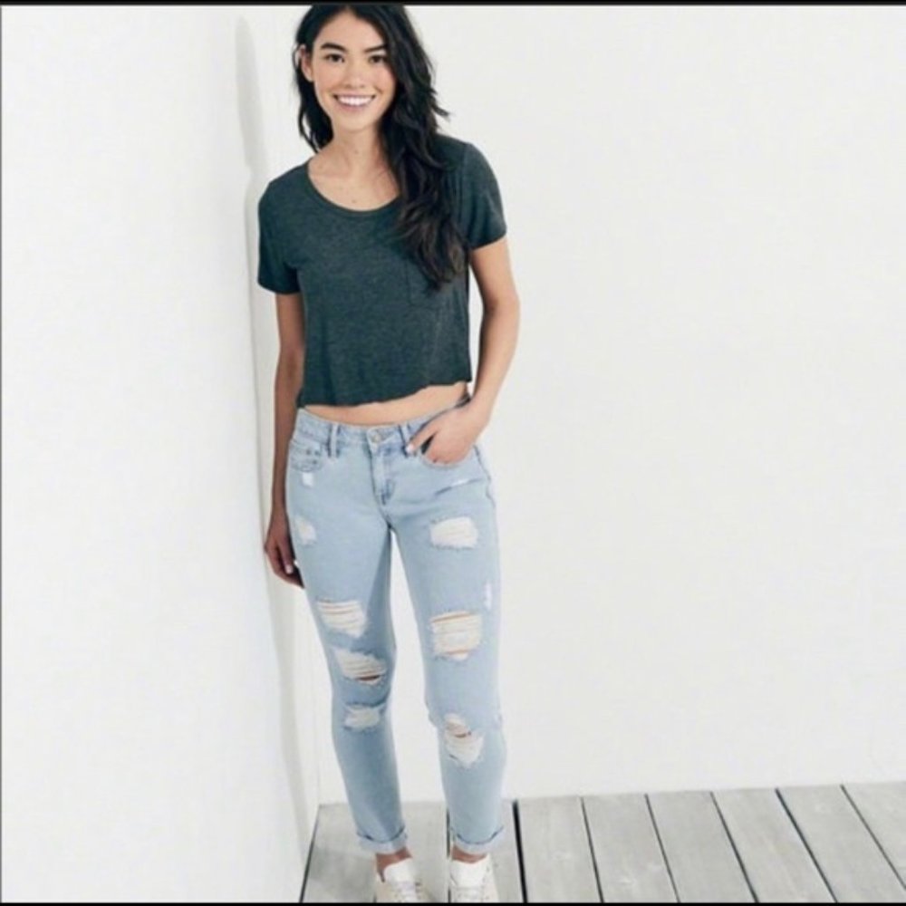 Hollister Super Skinny Cropped Distressed Jeans